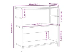 Yasmin Estantería erro y madera ingeniería gris Sonoma 80x30x78,5 cm