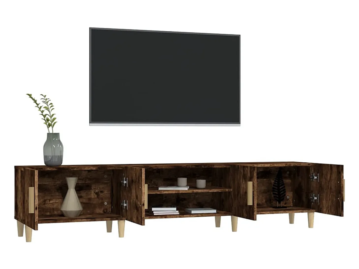 Ylenna Mueble para TV madera contrachapada roble ahumado 180x31,5x40cm