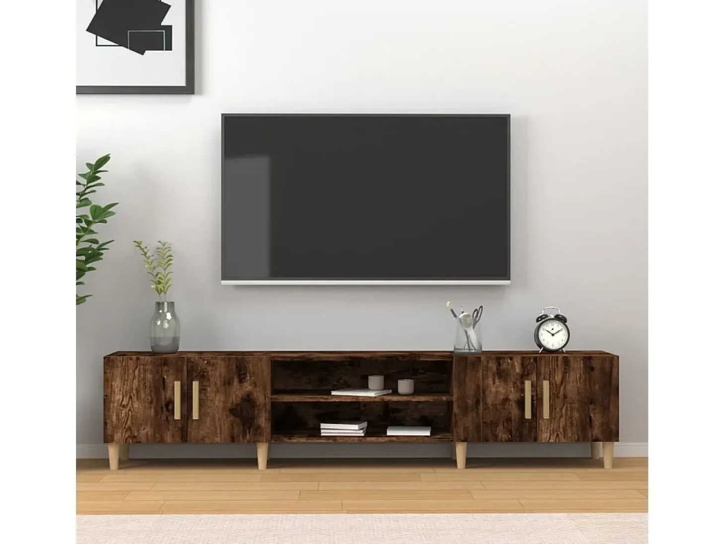 Ylenna Mueble para TV madera contrachapada roble ahumado 180x31,5x40cm