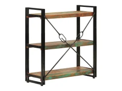 Yoan Estantería de 3 alturas erro y madera reciclada 77x30x80cm
