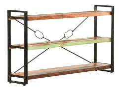 Yoan Estantería de 3 niveles de madera maciza reciclada 140x30x80 cm