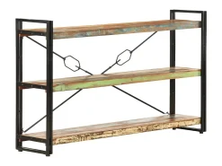 Yoan Estantería de 3 niveles de madera maciza reciclada 140x30x80 cm