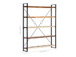Yoan Estantería de 5 niveles madera maciza reciclada 140x30x180 cm