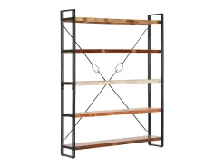 Yoan Estantería de 5 niveles madera maciza reciclada 140x30x180 cm