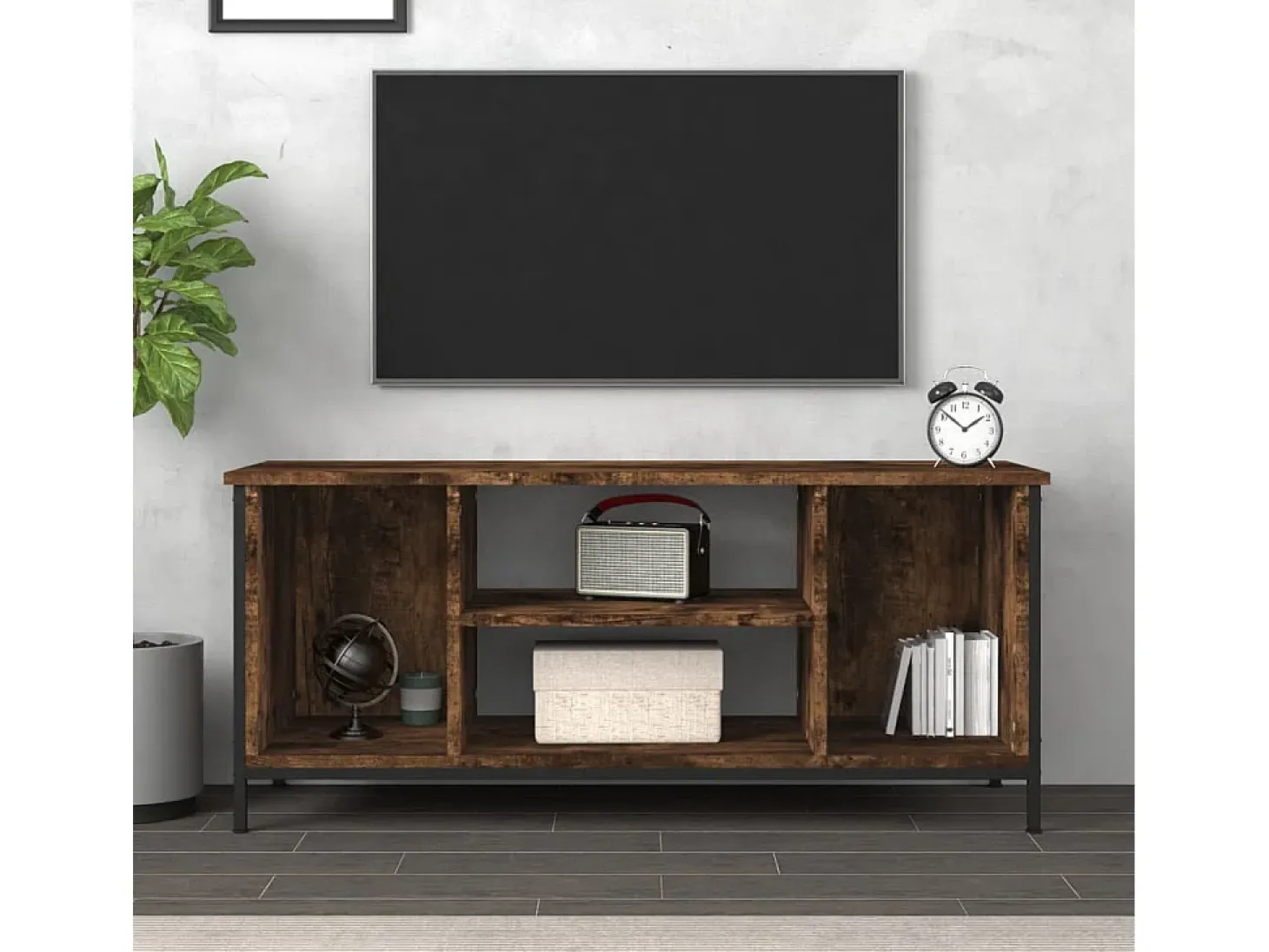 Ypel Mueble para TV madera contrachapada roble ahumado 102x35x45 cm