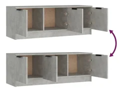 Yrnir Mueble de TV madera contrachapada gris hormigón 102x35x36,5 cm