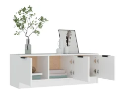 Yrnir Mueble de TV madera contrachapada blanco 102x35x36,5 cm