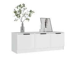 Yrnir Mueble de TV madera contrachapada blanco 102x35x36,5 cm