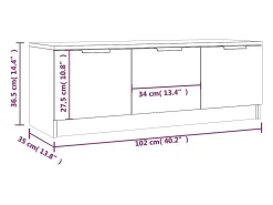 Yrnir Mueble de TV madera contrachapada blanco 102x35x36,5 cm