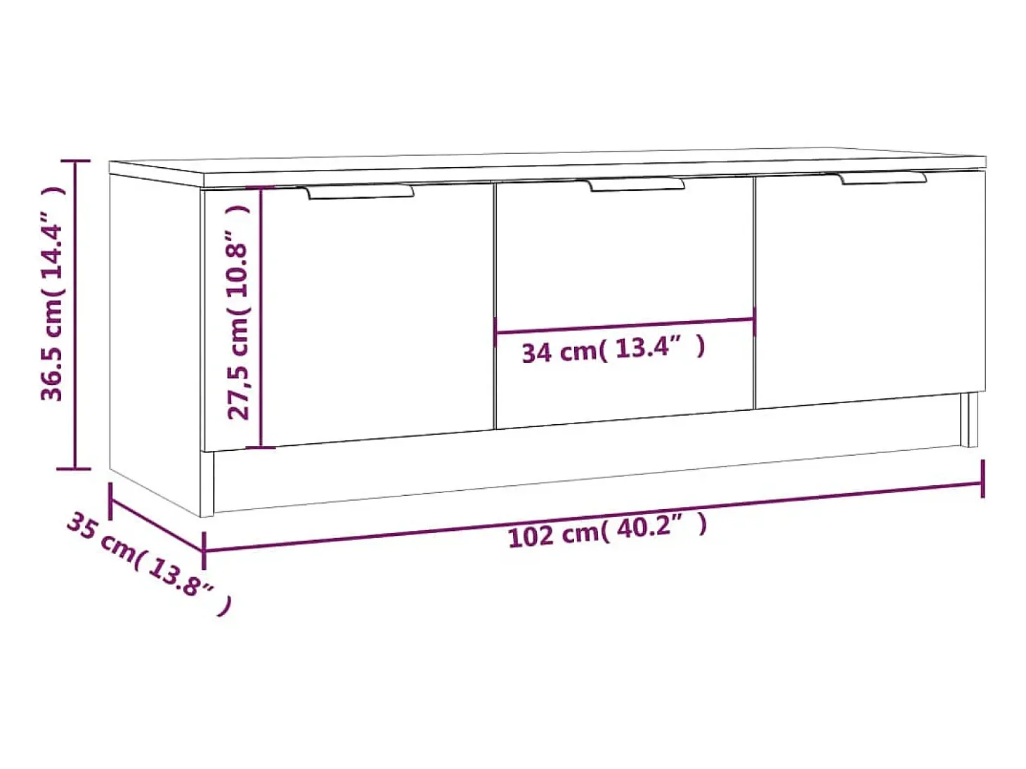 Yrnir Mueble de TV madera contrachapada blanco 102x35x36,5 cm