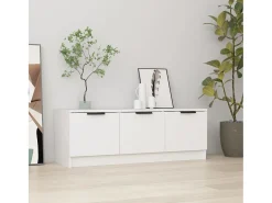 Yrnir Mueble de TV madera contrachapada blanco 102x35x36,5 cm