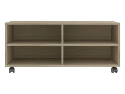 Yron Mueble de TV ruedas madera contrachapada color roble 90x35x35cm