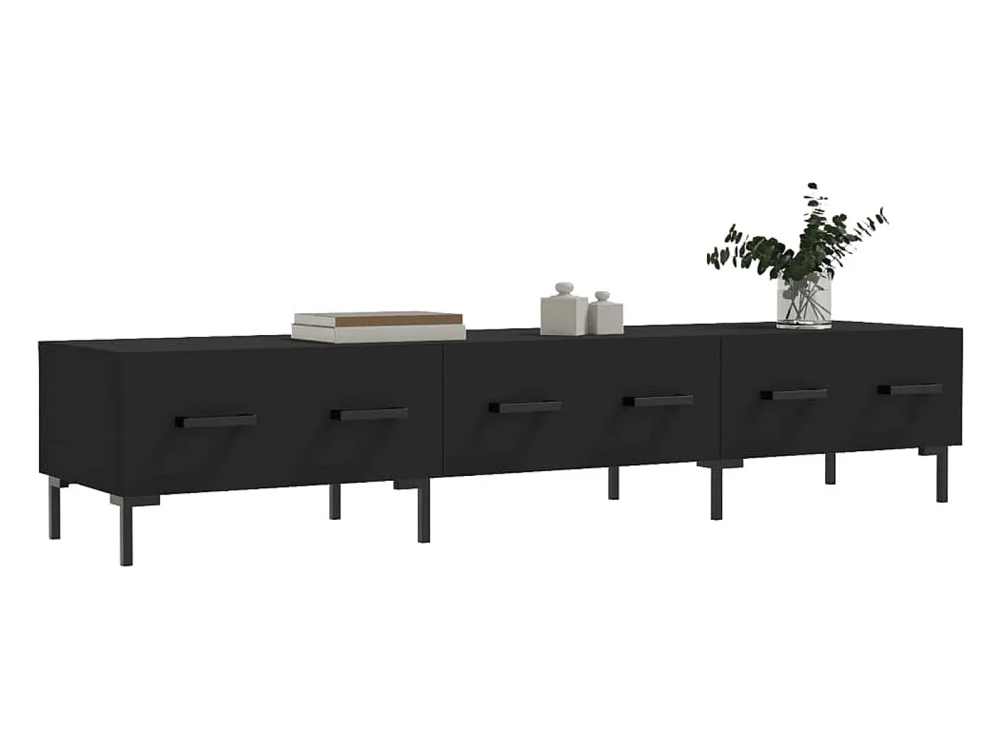 Yusufcan Mueble de TV madera de ingeniería negro 150x36x30 cm