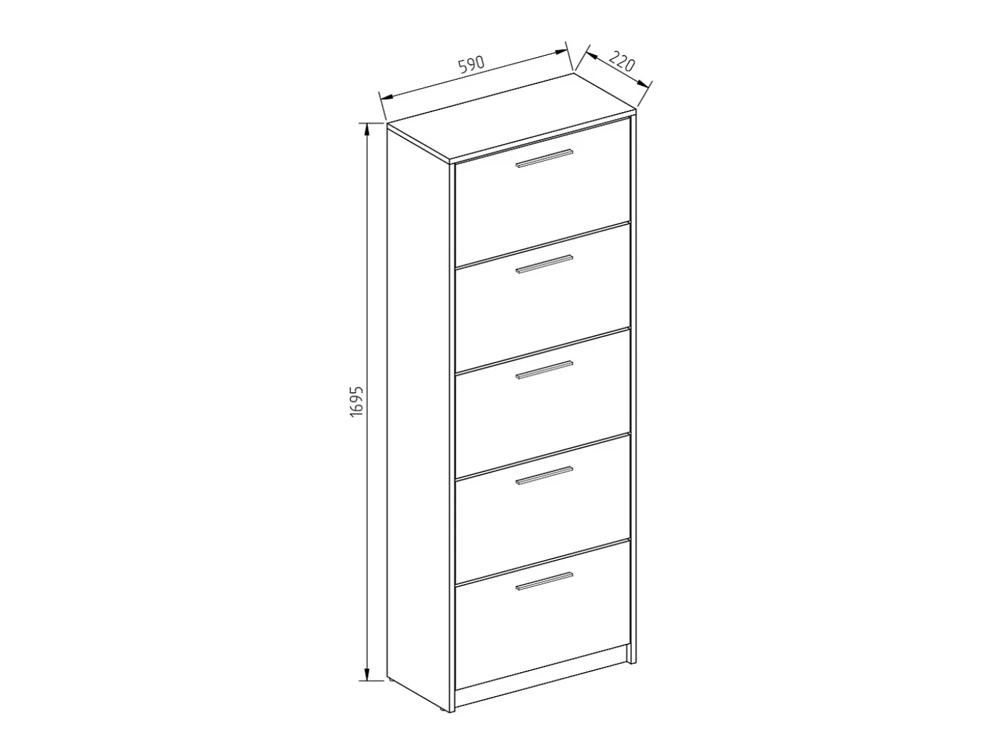 Zapatera abatible blanco alto brillo 59x22x169.5 gizmo