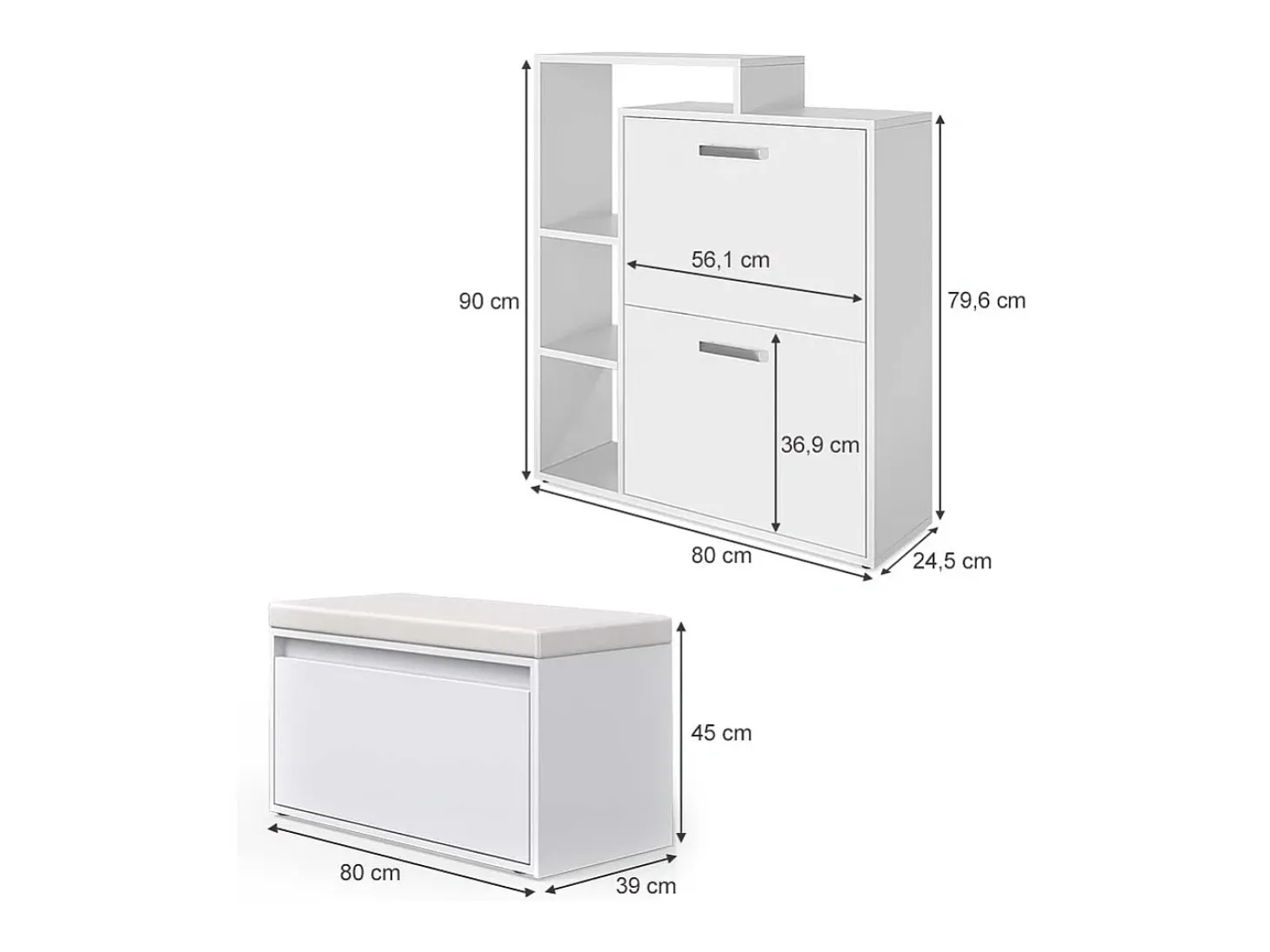 Zapatera abatible blanco 80x39x90 orlando