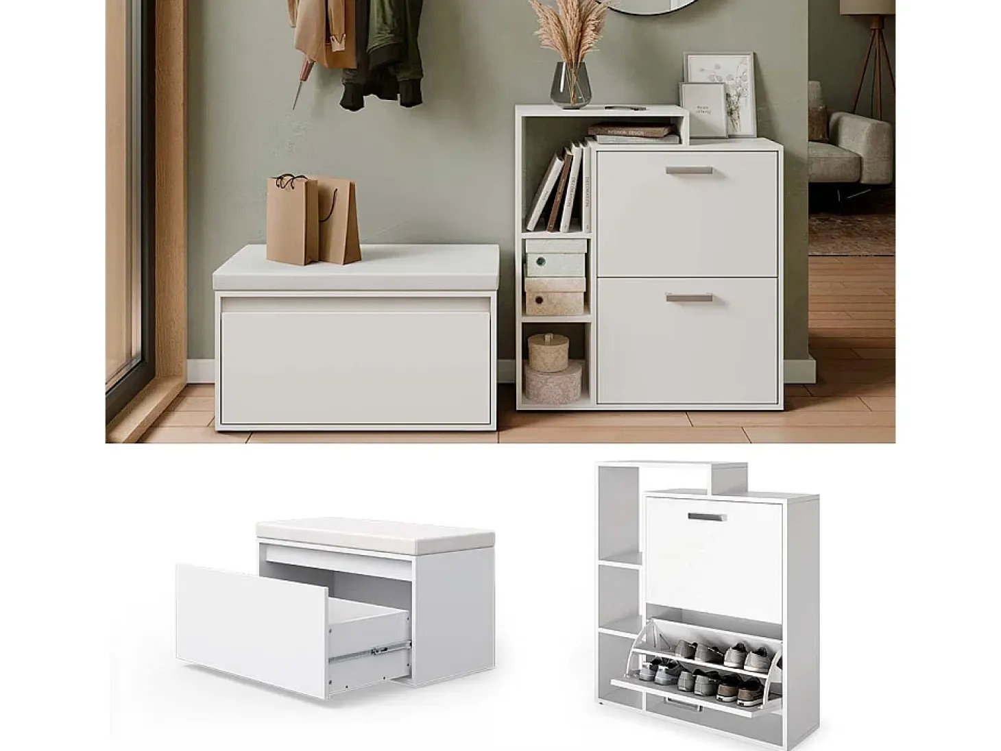 Zapatera abatible blanco 80x39x90 orlando
