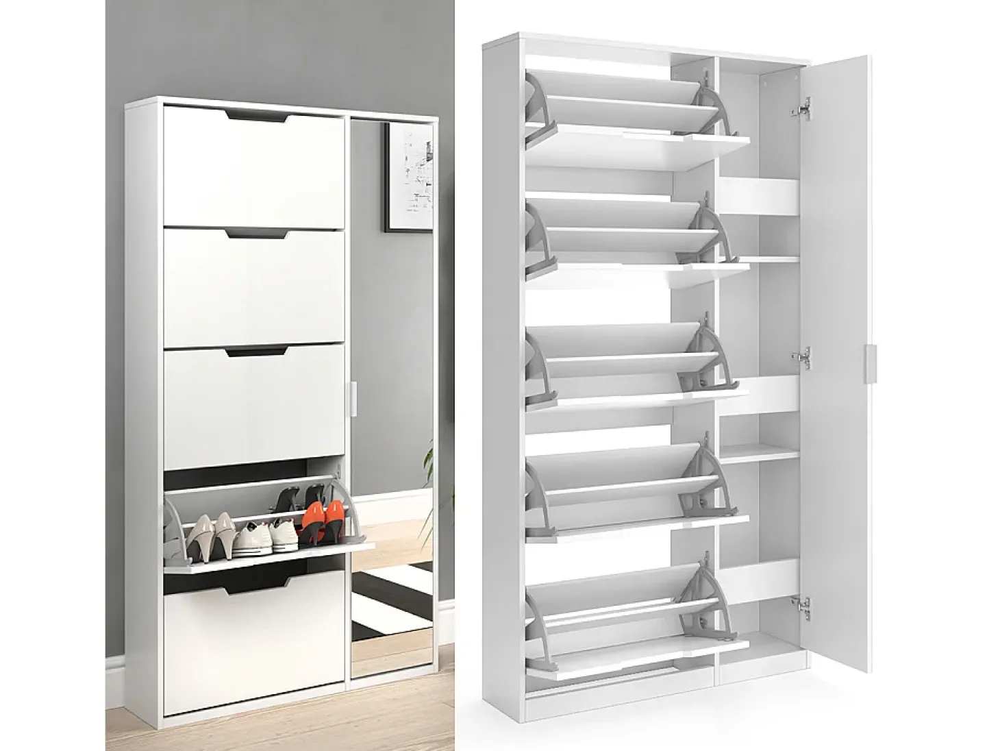 Zapatera abatible blanco 22x59x169 luca