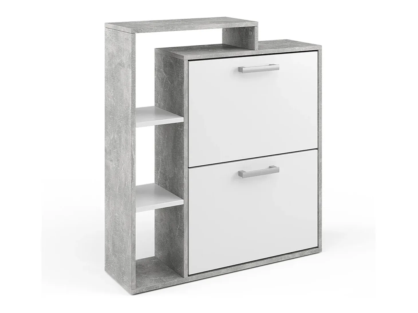 Zapatera abatible blanco/hormigón 24.5x80x90 orlando