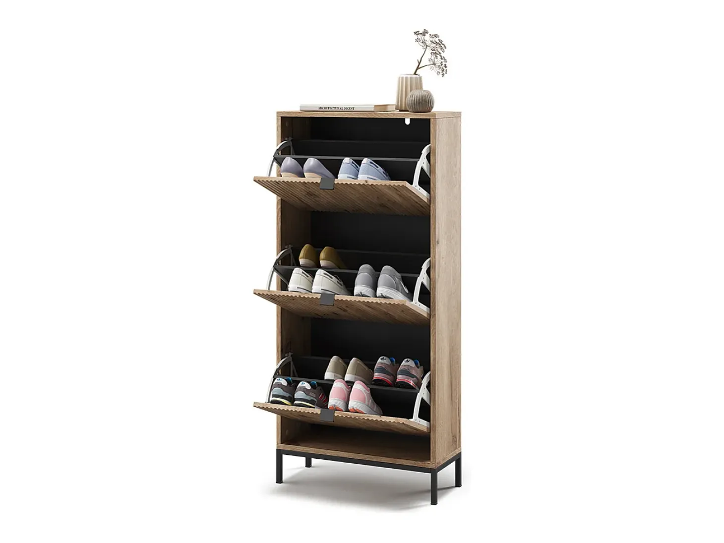Zapatera abatible roble vikingo 60x24x130 eliza