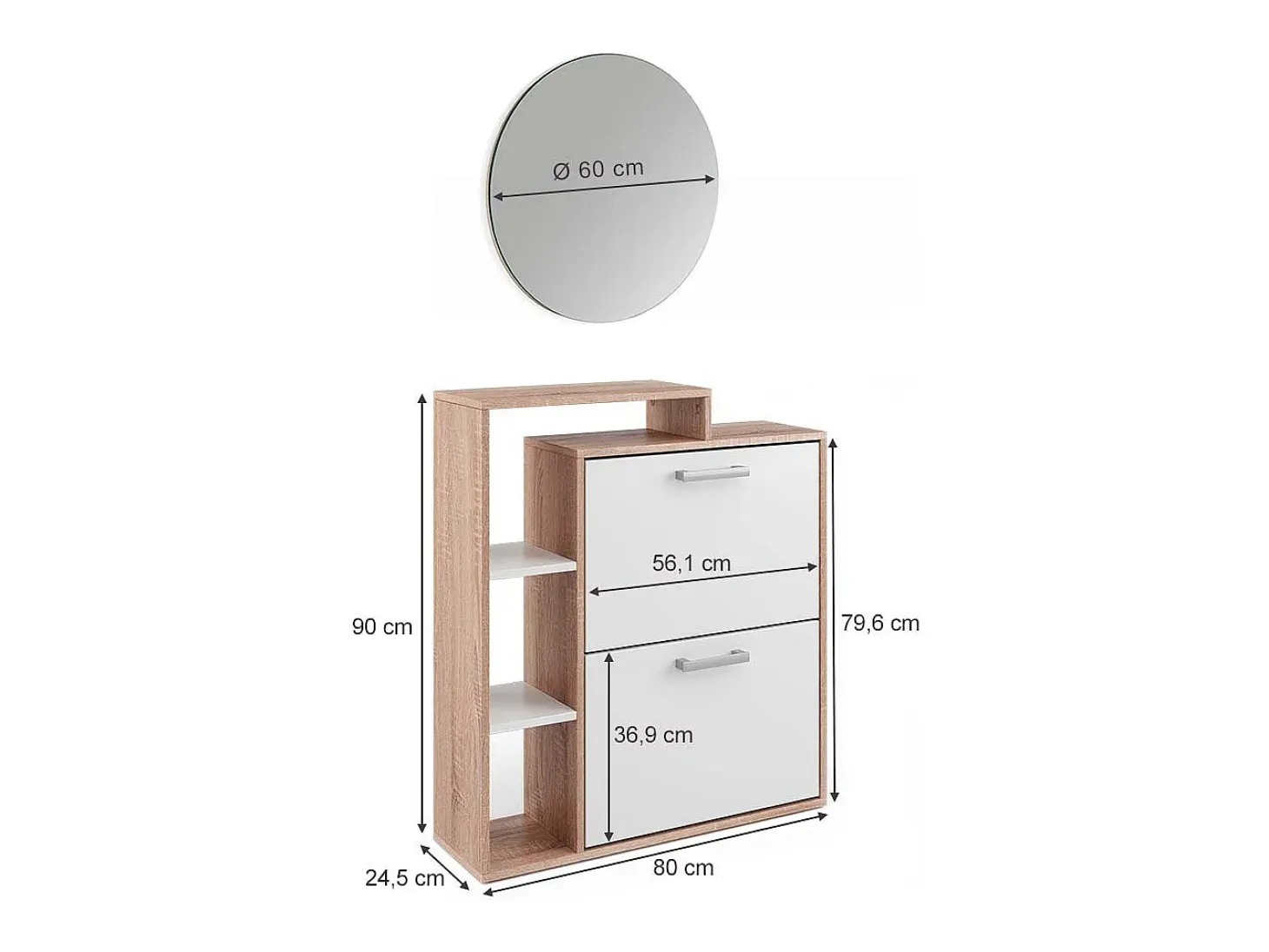 Zapatera abatible sonoma 80x25x90 orlando