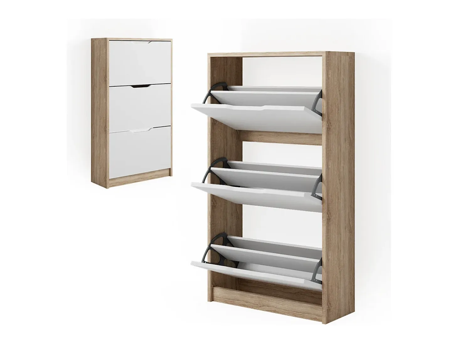 Zapatera abatible sonoma/blanco 59x22x105 luca