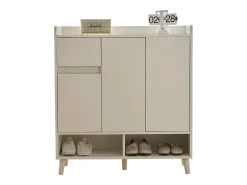 Zapatero - 7 compartimentos y 1 cajón - con estantes regulables - Blanco