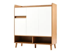 Zapatero - 90 x 35 x 99 cm - con estantes ajustables + 1 cajón + 3 puertas - aglomerado - blanco