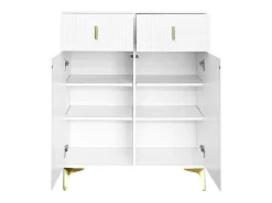 Zapatero - 83 x 35 x 101 cm - con 2 puertas + 2 cajones + estantes regulables - aglomerado - blanco
