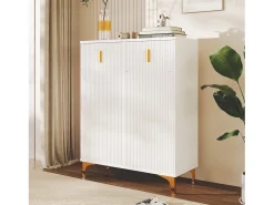 Zapatero - 83 x 35 x 101 cm - con 2 puertas + 2 cajones + estantes regulables - aglomerado - blanco
