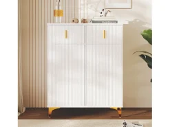Zapatero - 83 x 35 x 101 cm - con 2 puertas + 2 cajones + estantes regulables - aglomerado - blanco