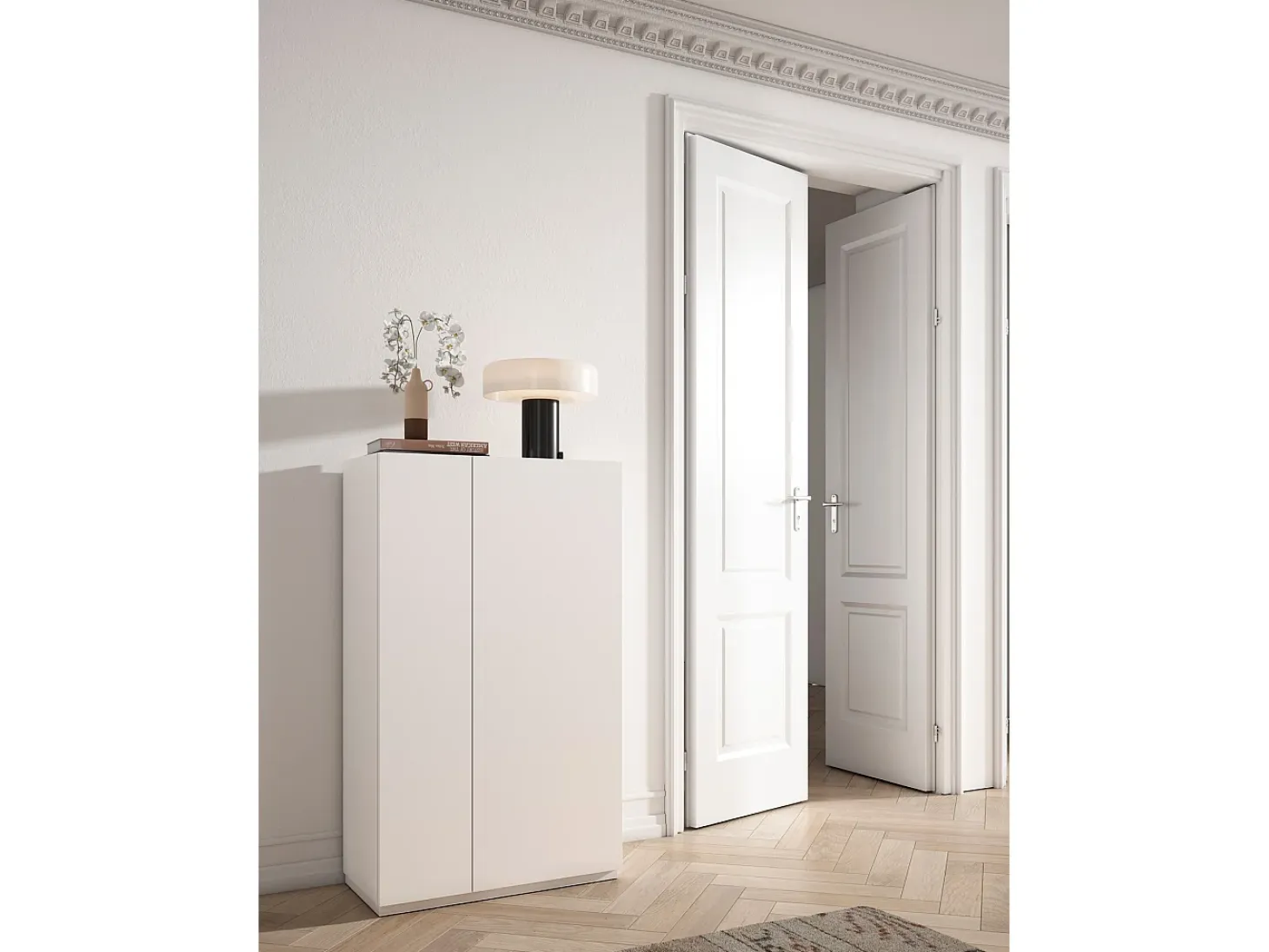 Zapatero - A122cm x L70cm x P35cm blanco - Akra