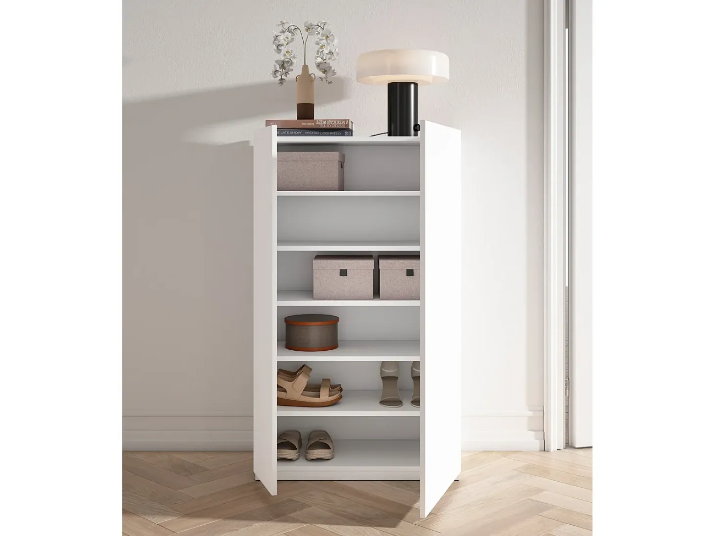 Zapatero - A122cm x L70cm x P35cm blanco - Akra