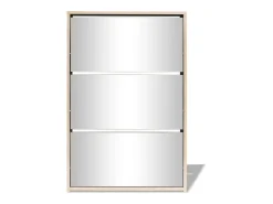 Zapatero 3 estantes Espejo 63x17x102,5 cm Roble