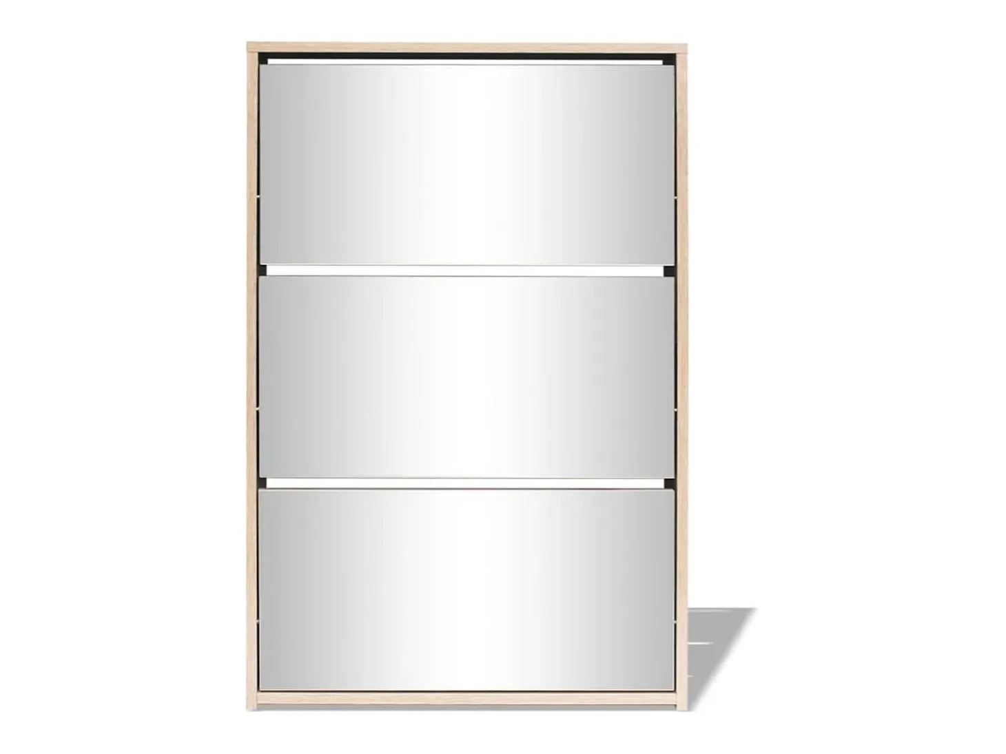 Zapatero 3 estantes Espejo 63x17x102,5 cm Roble