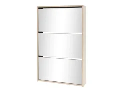 Zapatero 3 estantes Espejo 63x17x102,5 cm Roble