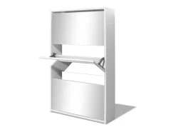 Zapatero 3 estantes 63x17x102,5 cm Espejo Blanco