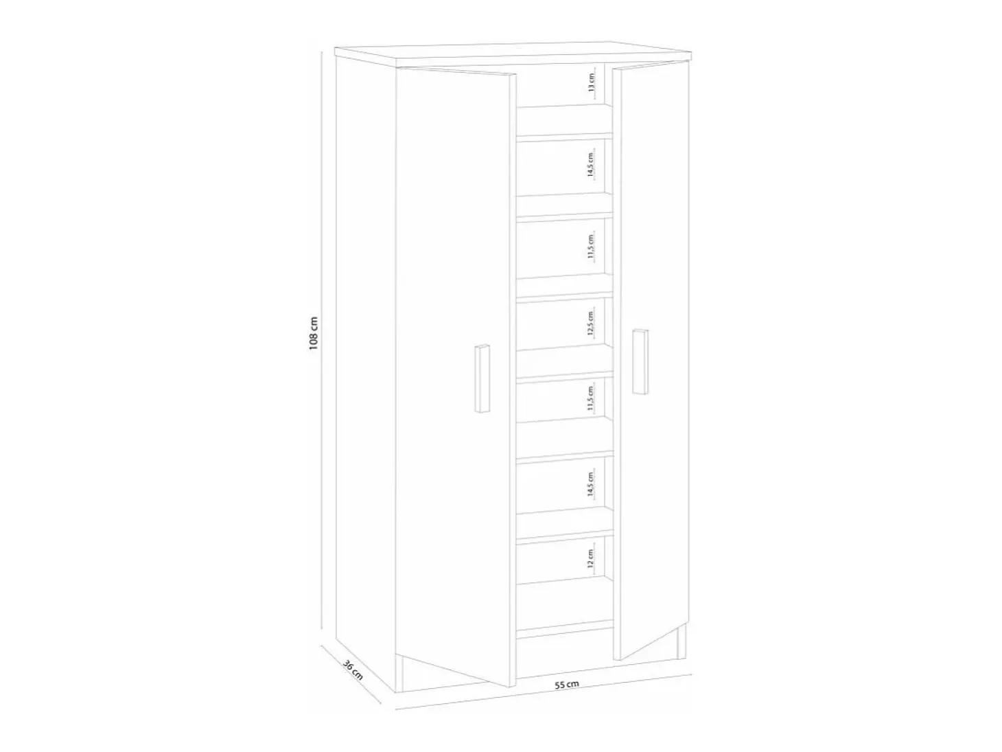 Zapatero 2 puertas 6 estantes - A108 cm