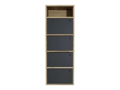 Zapatero 4 Puertas 5 Estantes Madera Melamina Armario Entrada Delgado cm 42x33x118, Roble y Negro - ZIK