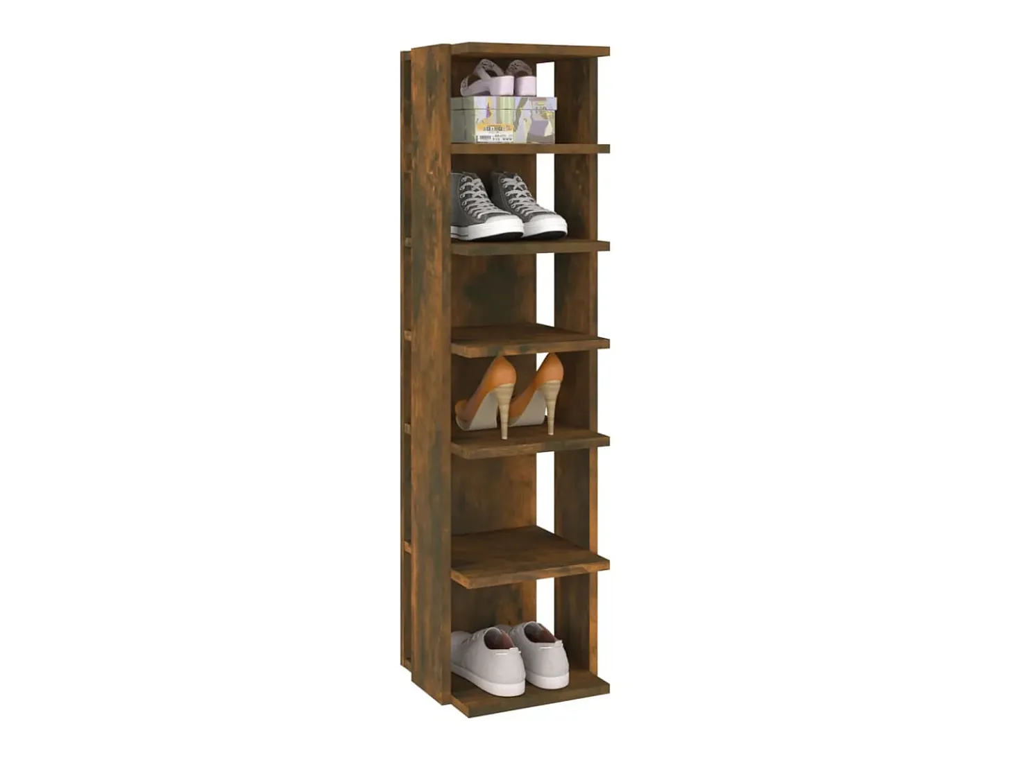 Zapatero 2 uds Roble ahumado 27,5x27x102 cm
