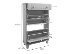 Zapatero Afternoon Homcom cajón con 2 puertas gris 98,5x60x23,5 cm