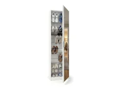 Zapatero alto de 1 puerta con espejo en blanco brillo 180x50 cm Roma Blanco Brillo