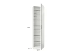 Zapatero alto de 1 puerta con espejo en blanco brillo 180x50 cm Roma Blanco Brillo