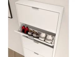 Zapatero alto Pasillo Blanco Brillo 5 Puertas 180x70x17 cm