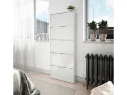 Zapatero alto Pasillo Blanco Brillo 5 Puertas 180x70x17 cm