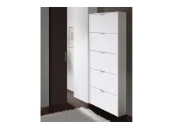 Zapatero alto Pasillo Blanco Brillo 5 Puertas 180x70x17 cm