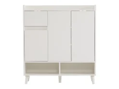 Zapatero blanco - Zapatero con 1 cajón y 3 puertas - estantes regulables y almacenaje abierto