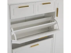 Zapatero blanco - Zapatero con 2 cajones y 1 puerta - 2 zapateros abatibles - para salón y dormitorio