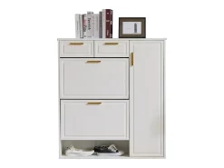 Zapatero blanco - Zapatero con 2 cajones y 1 puerta - 2 zapateros abatibles - para salón y dormitorio