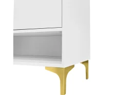 Zapatero blanco - Zapatero con 2 puertas y 2 cajones - iluminación LED y almacenaje abierto - para salones y entradas