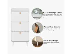 Zapatero blanco - Zapatero con 3 cajones plegables y compartimento superior - para entrada y dormitorio